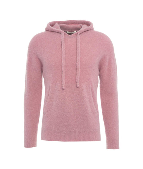 Felpa con cappuccio in misto alpaca #rosa