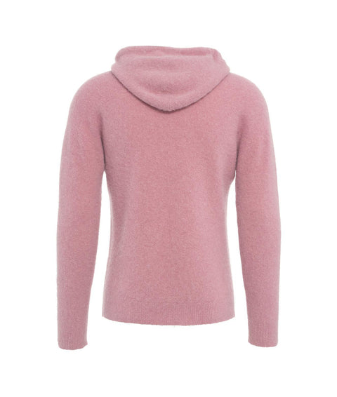 Felpa con cappuccio in misto alpaca #rosa