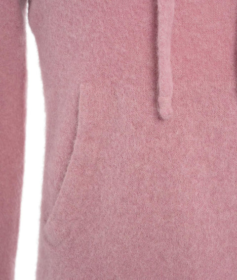 Felpa con cappuccio in misto alpaca #rosa