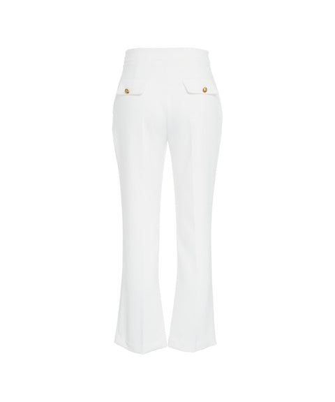 Pantaloni cropped in crêpe #bianco