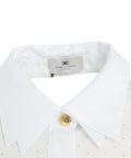 Camicia con strass e doppio colletto #bianco