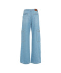 Jeans a gamba larga con tasche cargo #blu