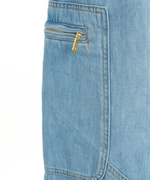 Jeans a gamba larga con tasche cargo #blu