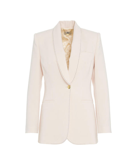 Blazer monopetto in crêpe #beige