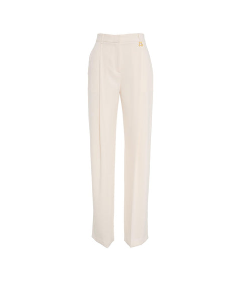 Pantaloni a pieghe in crêpe stretch #bianco