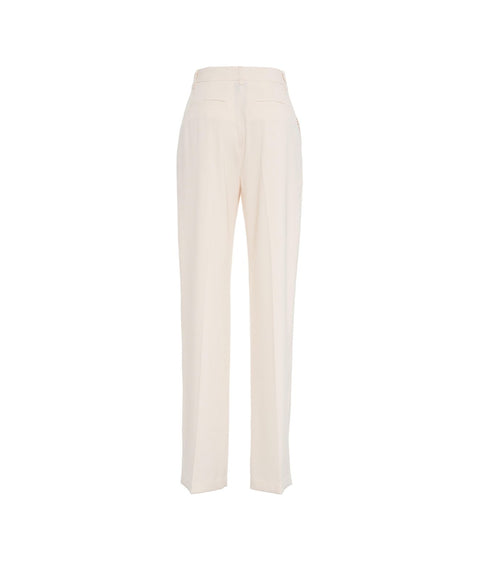 Pantaloni a pieghe in crêpe stretch #bianco