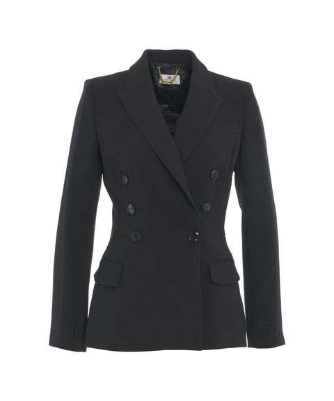 Blazer doppiopetto in crêpe #nero