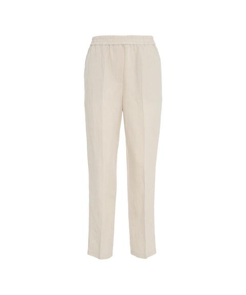 Pantaloni in misto lino 'Nobu' #beige