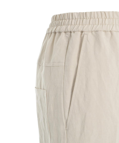 Pantaloni in misto lino 'Nobu' #beige