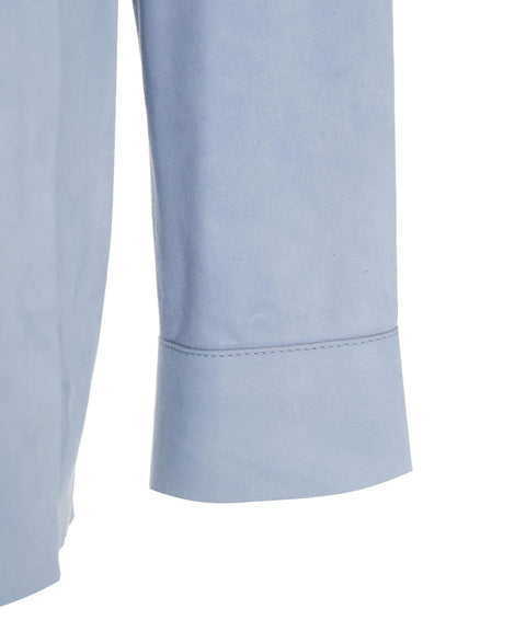 Overshirt in pelle scamosciata #blu