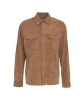 Overshirt in pelle scamosciata #marrone