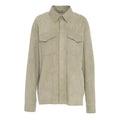 Overshirt in pelle scamosciata #grigio