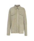 Overshirt in pelle scamosciata #grigio