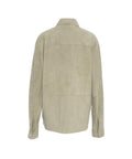 Overshirt in pelle scamosciata #grigio