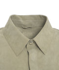 Overshirt in pelle scamosciata #grigio