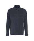 Overshirt in pelle scamosciata #blu