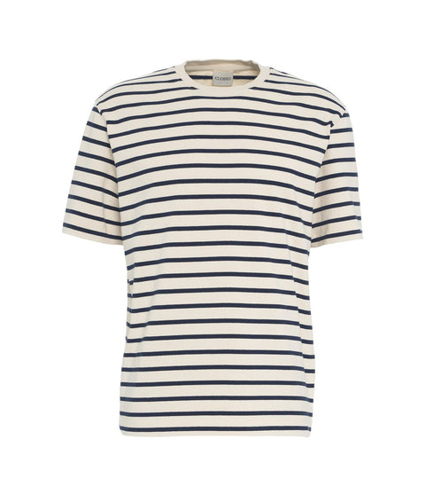 T-shirt a righe in cotone #bianco