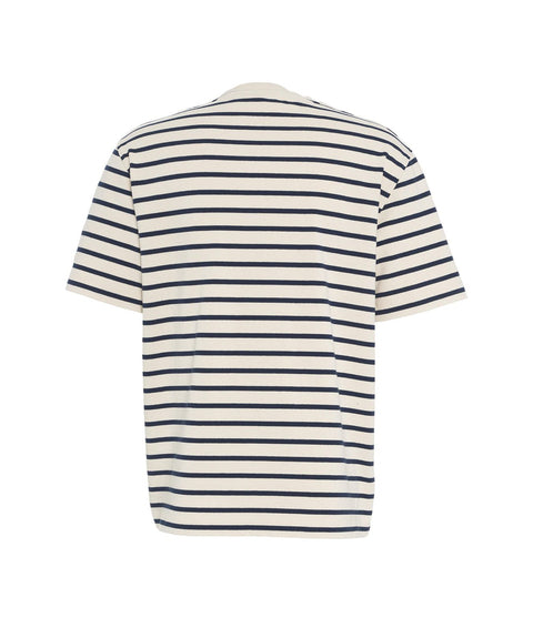 T-shirt a righe in cotone #bianco