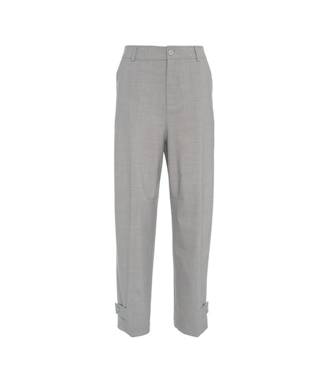 Pantaloni a gamba larga in misto lana vergine #grigio