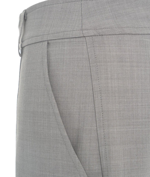 Pantaloni a gamba larga in misto lana vergine #grigio