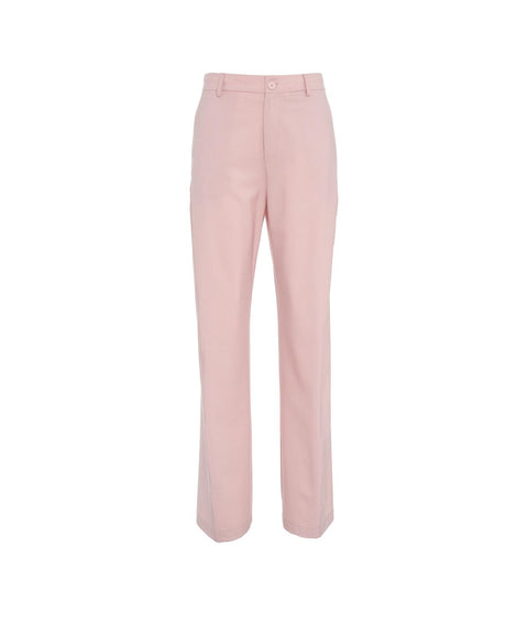 Pantaloni a gamba larga in misto lana vergine #rosa