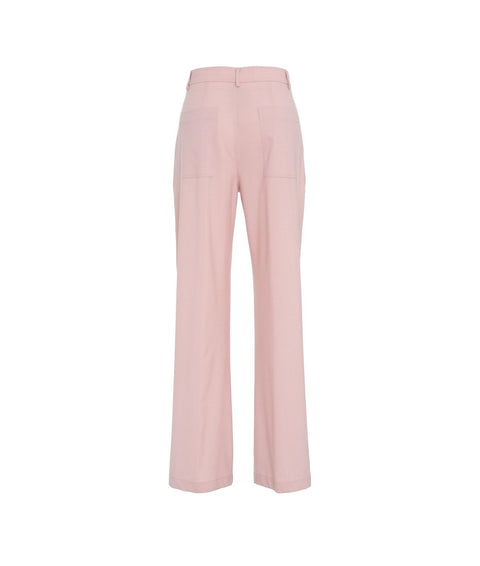 Pantaloni a gamba larga in misto lana vergine #rosa