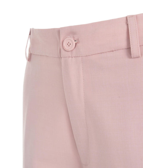 Pantaloni a gamba larga in misto lana vergine #rosa