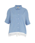 Camicia a righe con dettaglio in pizzo #blu