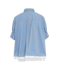 Camicia a righe con dettaglio in pizzo #blu