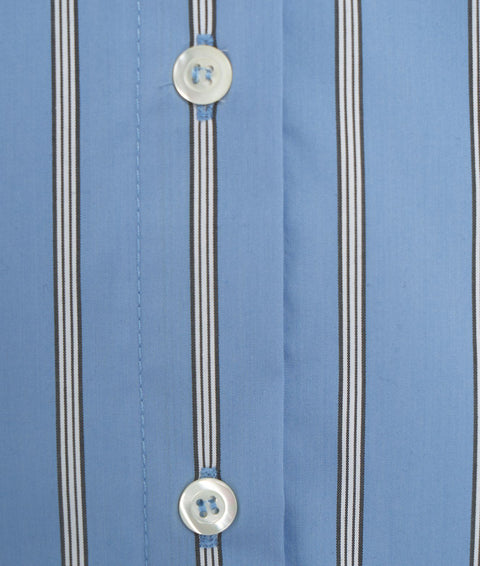 Camicia a righe con dettaglio in pizzo #blu