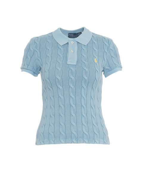 Polo a maglia a cavo #blu