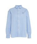 Camicia a righe con logo ricamato #blu