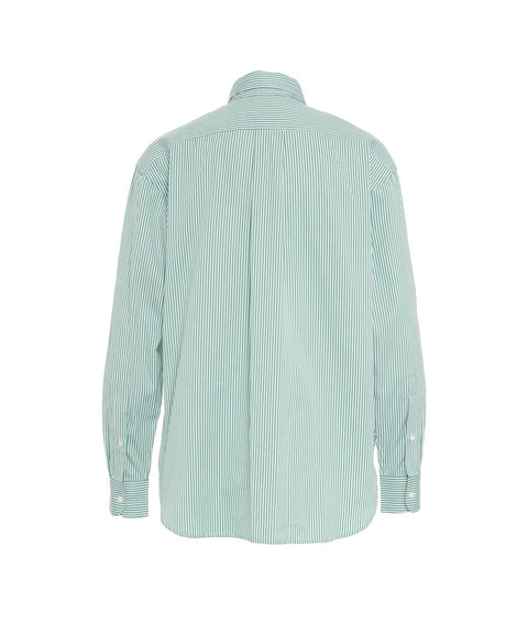 Camicia a righe con logo ricamato #verde