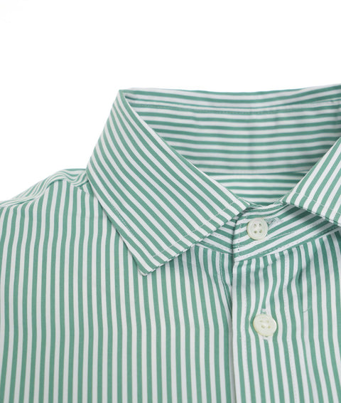 Camicia a righe con logo ricamato #verde