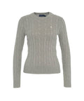 Maglione in maglia intrecciata con logo ricamato #grigio