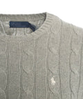 Maglione in maglia intrecciata con logo ricamato #grigio