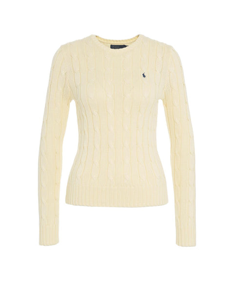 Maglione in maglia intrecciata con logo ricamato #beige