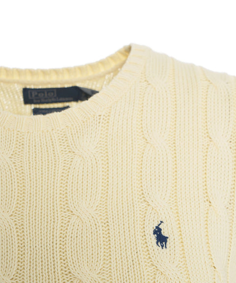 Maglione in maglia intrecciata con logo ricamato #beige