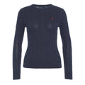 Maglione in maglia intrecciata con logo ricamato #blu