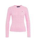 Maglione in maglia intrecciata con logo ricamato #rosa