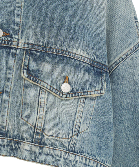 Giacca in denim cropped #blu