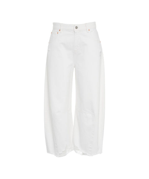 Cropped destroyed jeans #bianco