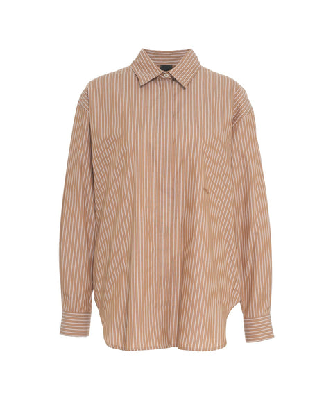 Camicia a righe oversize #marrone