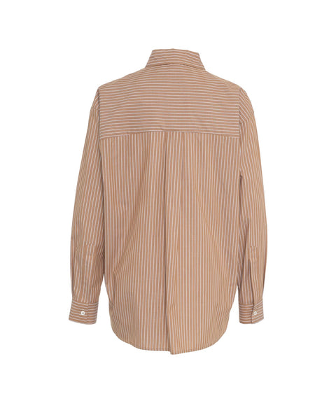 Camicia a righe oversize #marrone