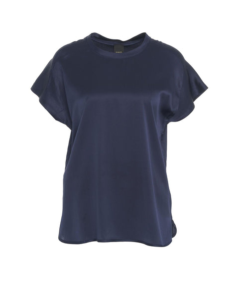 T-shirt in seta 'Farida' #blu