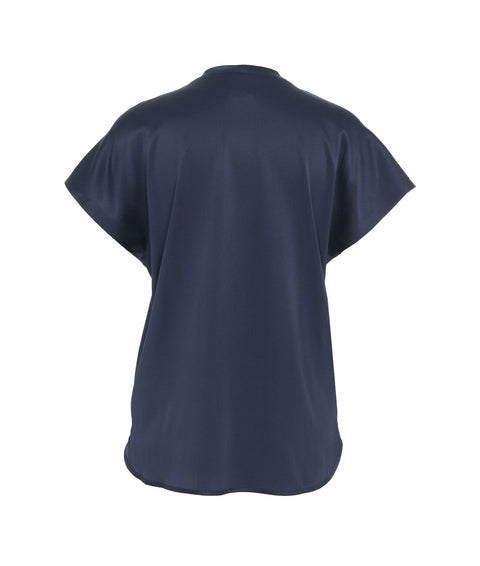 T-shirt in seta 'Farida' #blu