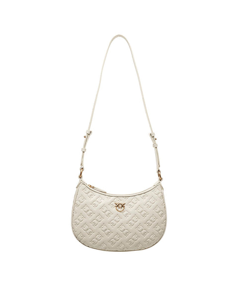 Borsa a spalla con monogramma 'Mini Half Moon' #bianco