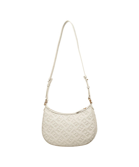 Borsa a spalla con monogramma 'Mini Half Moon' #bianco