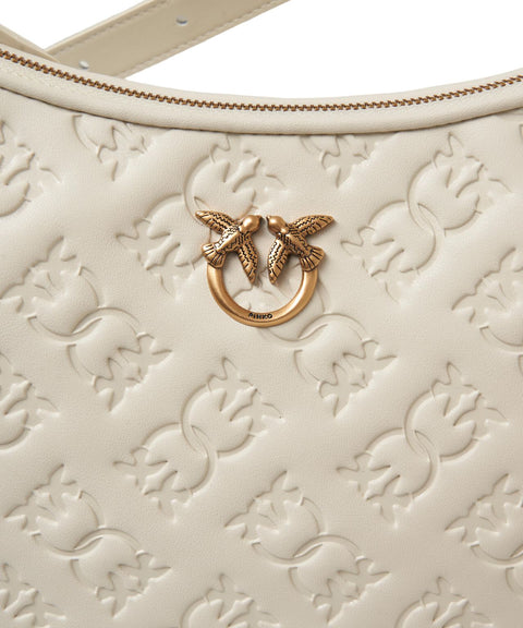 Borsa a spalla con monogramma 'Mini Half Moon' #bianco