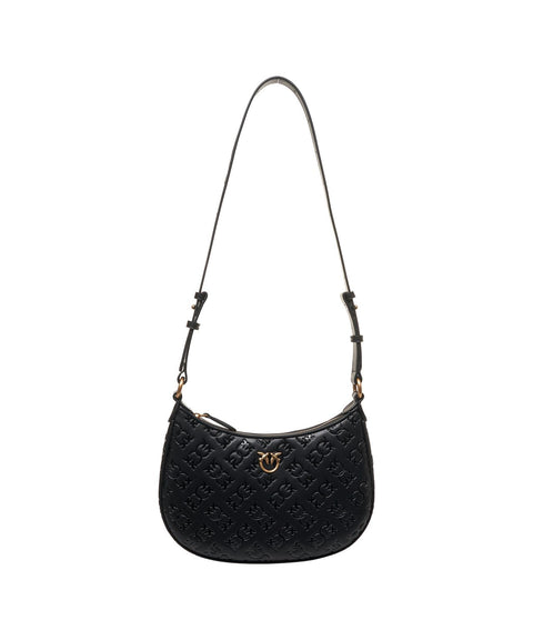 Borsa a spalla con monogramma 'Mini Half Moon' #nero